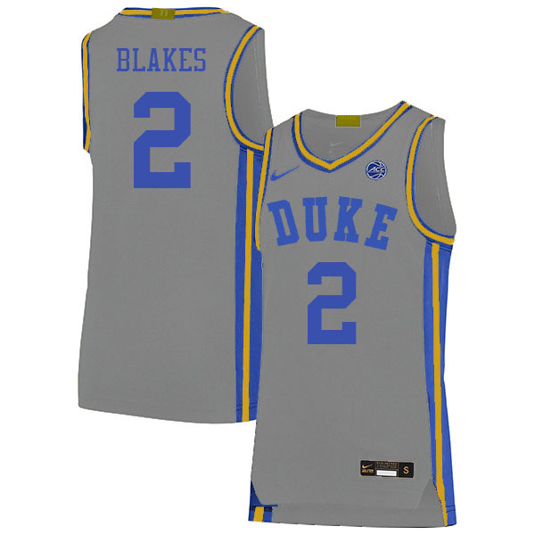 Men #2 Jaylen Blakes Duke Blue Devils College Basketball Jerseys Sale-Gray - Click Image to Close